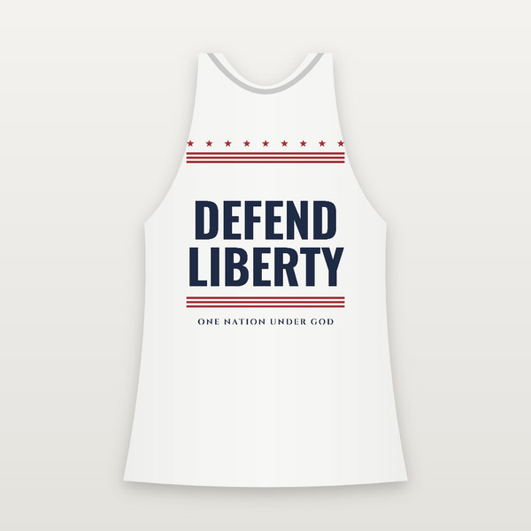 Defend Liberty Patriotic Women's Racerback Tank (Stars & Stripes) - White