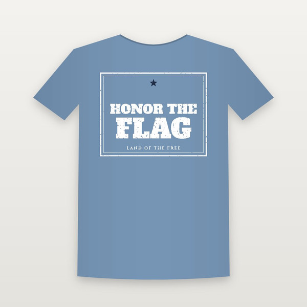 Honor the Flag Patriotic Youth Tee (Vintage Frame) - Heather Blue