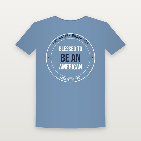 Blessed to Be an American Patriotic Youth Tee (Badge) - Heather Blue