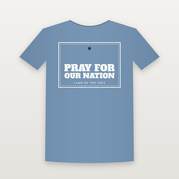 Pray for Our Nation Patriotic Youth Tee (Vintage Frame) - Heather Blue