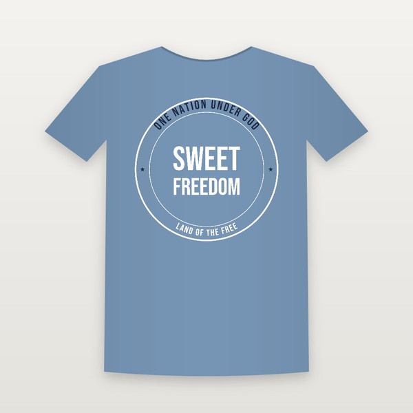 Sweet Freedom Patriotic Youth Tee (Badge) - Heather Blue