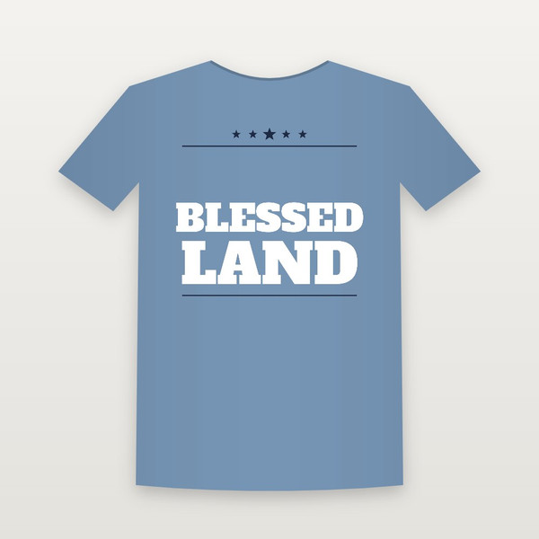 Blessed Land Patriotic Youth Tee (Star Banner) - Heather Blue