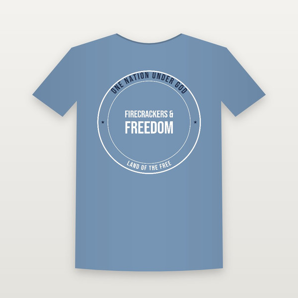 Firecrackers & Freedom Patriotic Youth Tee (Badge) - Heather Blue