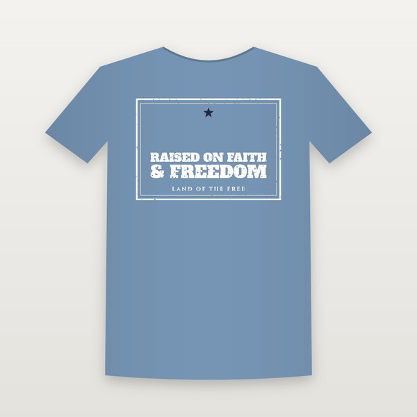 Raised on Faith & Freedom Patriotic Youth Tee (Vintage Frame) - Heather Blue