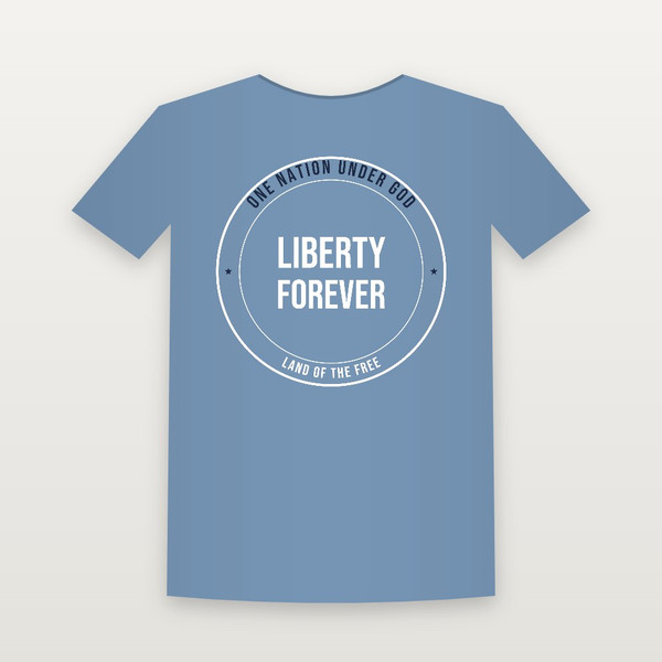 Liberty Forever Patriotic Youth Tee (Badge) - Heather Blue