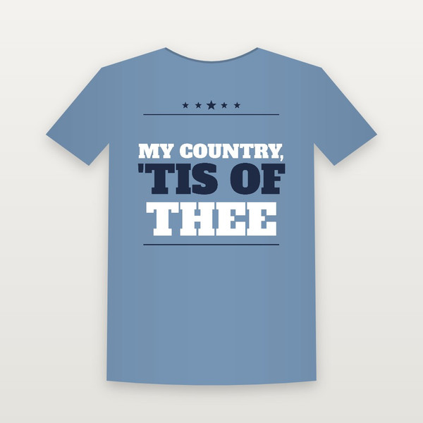 My Country, 'Tis of Thee Patriotic Youth Tee (Star Banner) - Heather Blue