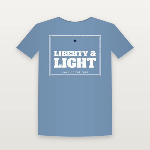 Liberty & Light Patriotic Youth Tee (Vintage Frame) - Heather Blue