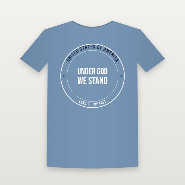 Under God We Stand Patriotic Youth Tee (Badge) - Heather Blue