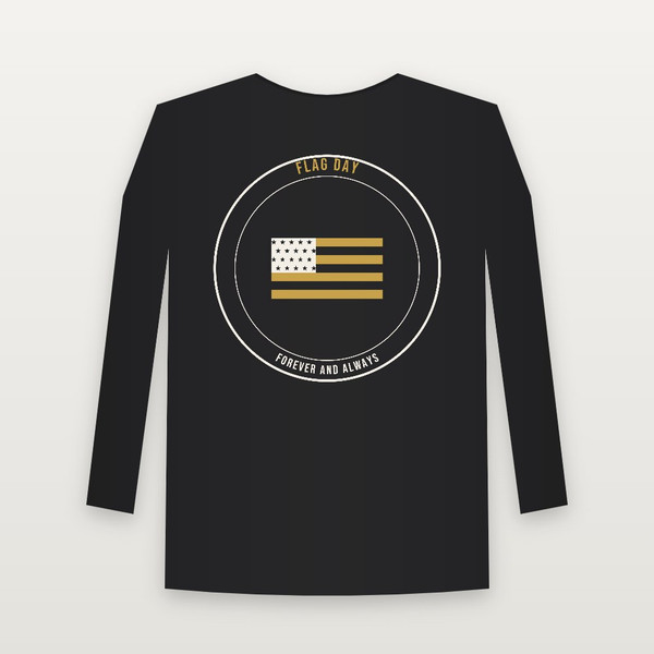 Flag Day Christian Youth Long Sleeve Tee (Emblem Badge) - Black