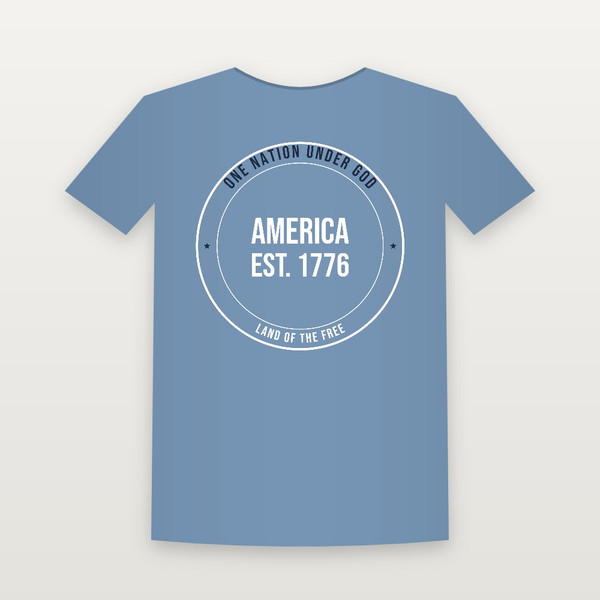 America · Est. 1776 Patriotic Toddler Tee (Badge) - Heather Blue