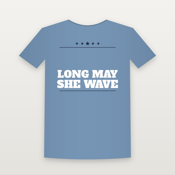 Long May She Wave Patriotic Toddler Tee (Star Banner) - Heather Blue