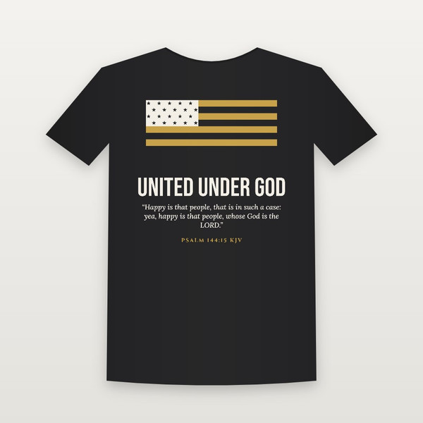United Under God Patriotic Toddler Tee with Psalm 144:15 (Flag) - Black
