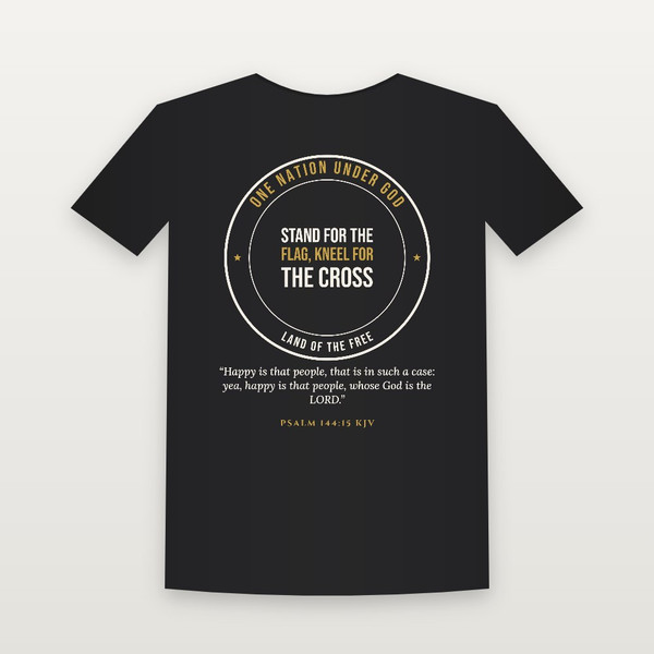 Stand for the Flag, Kneel for the Cross Patriotic Toddler Tee with Psalm 144:15 (Badge) - Black