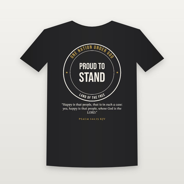 Proud to Stand Patriotic Toddler Tee with Psalm 144:15 (Badge) - Black