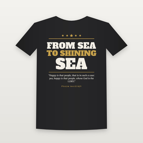 From Sea to Shining Sea Patriotic Toddler Tee with Psalm 144:15 (Star Banner) - Black