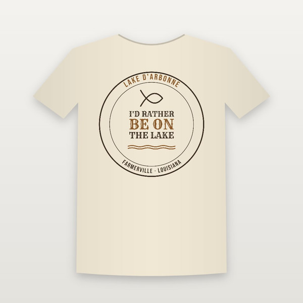 I'd Rather Be on Lake D'Arbonne Women's Relaxed Tee (Lake Badge) - Natural