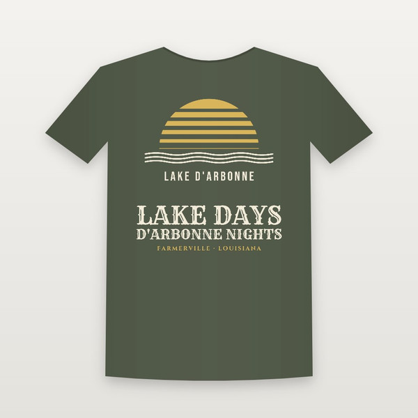 Lake Days · D'Arbonne Nights Women's Relaxed Tee (Retro Sunset) - Military Green
