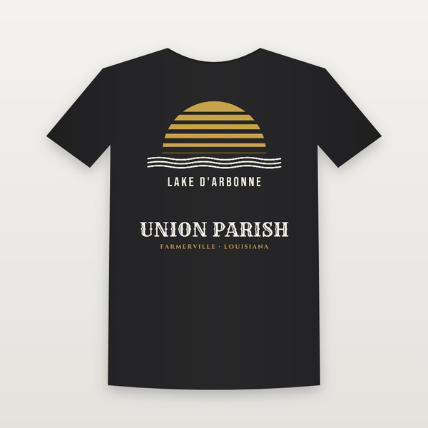 Union Parish · Lake D'Arbonne Women's Relaxed Tee (Retro Sunset) - Black