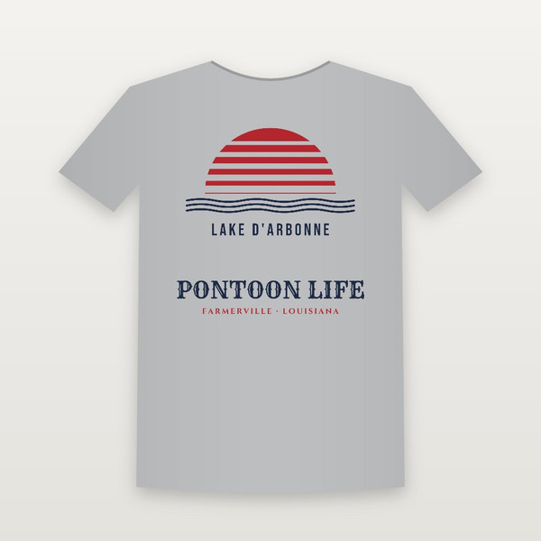 Pontoon Life · Lake D'Arbonne Women's Relaxed Tee (Retro Sunset) - Heather Gray