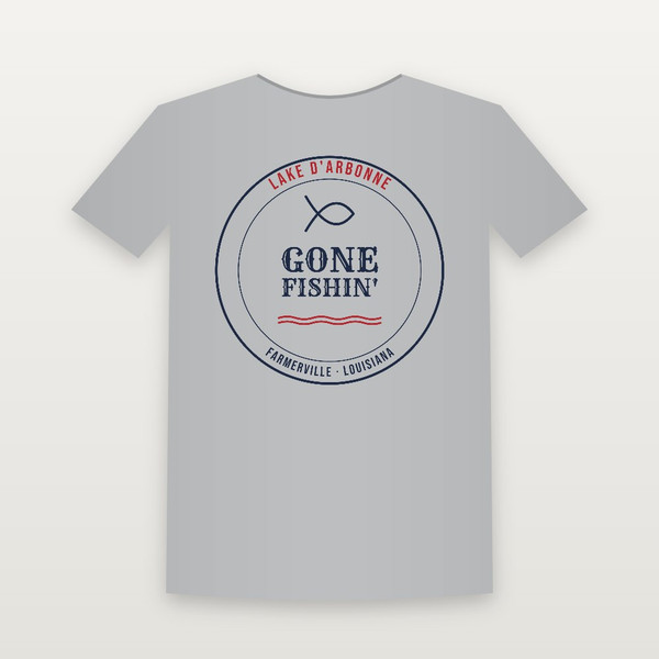 Gone Fishin' · Lake D'Arbonne Women's Relaxed Tee (Lake Badge) - Heather Gray