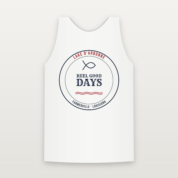 Reel Good Days Lake D'Arbonne Tank Top (Lake Badge) - White