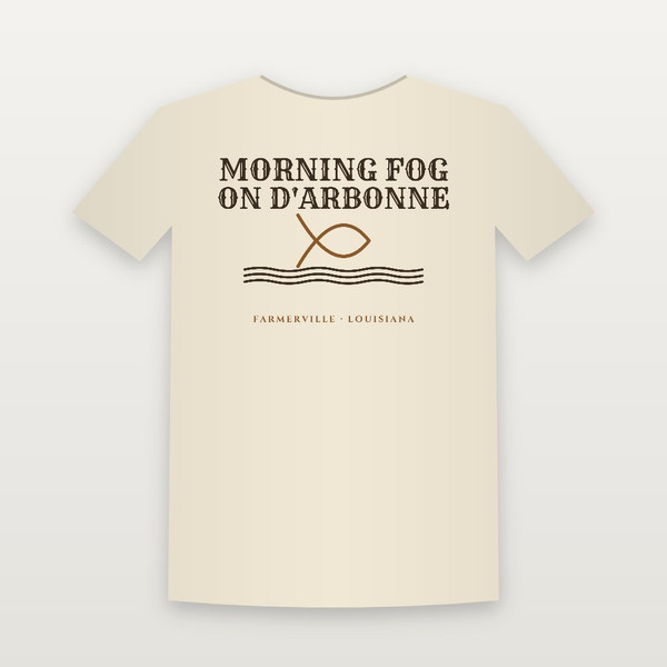 Morning Fog on D'Arbonne Youth Tee (Fish & Waves) - Natural