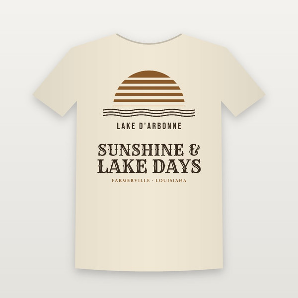 Sunshine & Lake Days Lake D'Arbonne Youth Tee (Retro Sunset) - Natural
