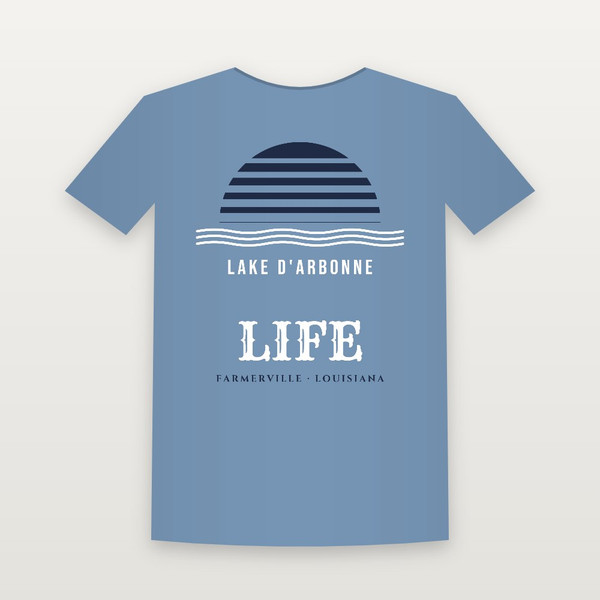 Lake D'Arbonne Life Youth Tee (Retro Sunset) - Heather Blue