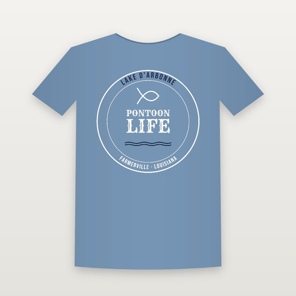 Pontoon Life · Lake D'Arbonne Youth Tee (Lake Badge) - Heather Blue