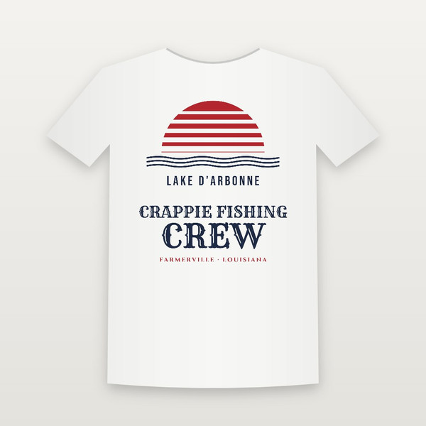 Crappie Fishing Crew Lake D'Arbonne Toddler Tee (Retro Sunset) - White