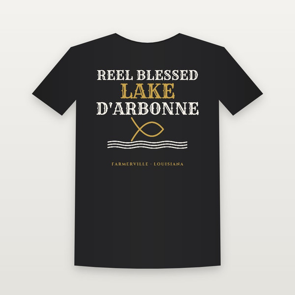 Reel Blessed · Lake D'Arbonne Toddler Tee (Fish & Waves) - Black