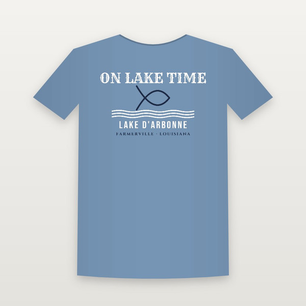 On Lake Time Lake D'Arbonne Toddler Tee (Fish & Waves) - Heather Blue