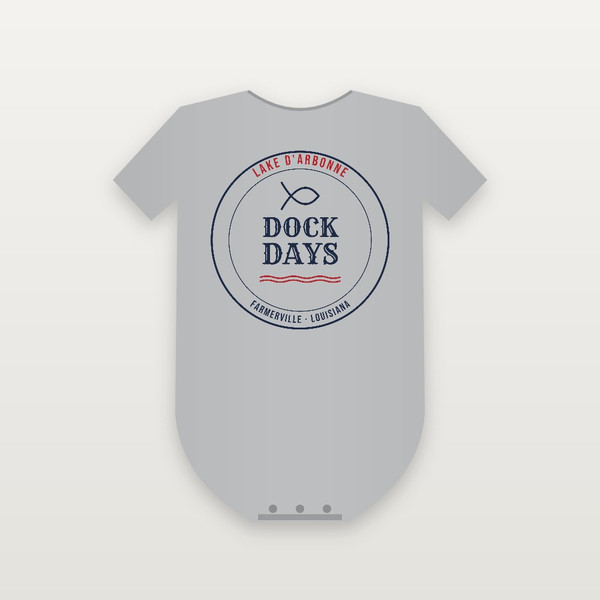 Dock Days Lake D'Arbonne Baby One Piece (Lake Badge) - Heather Gray
