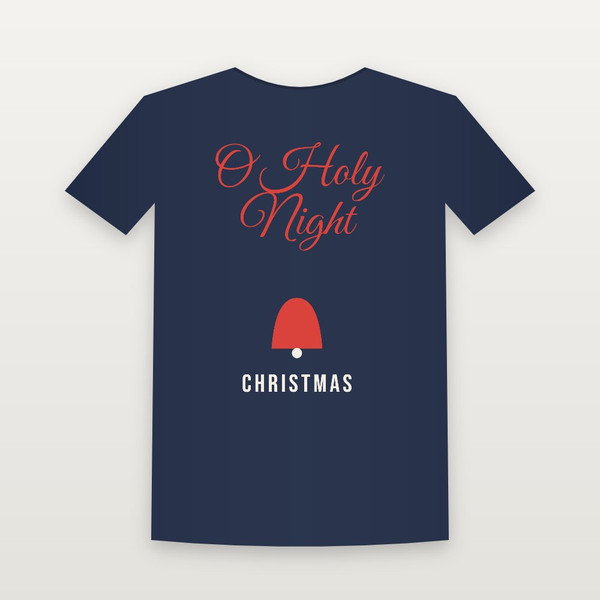 O Holy Night Christmas Christian Short Sleeve Tee (Holiday Script) - Navy