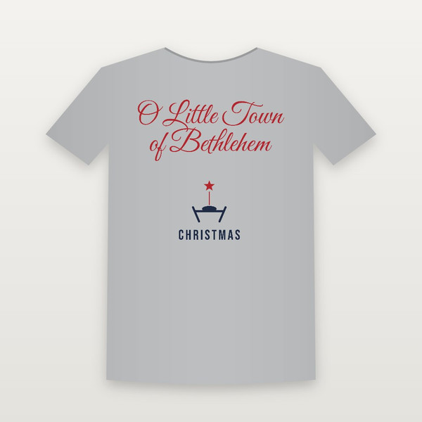 O Little Town of Bethlehem Christmas Christian Short Sleeve Tee (Holiday Script) - Heather Gray