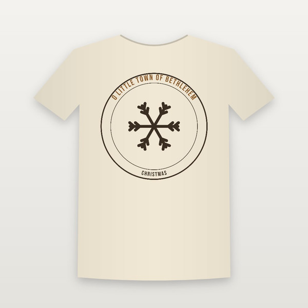 O Little Town of Bethlehem Christmas Christian Short Sleeve Tee (Emblem Badge) - Natural