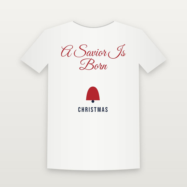 A Savior Is Born Christmas Christian Short Sleeve Tee (Holiday Script) - White