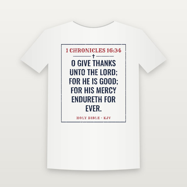 1 Chronicles 16:34 KJV Christian T-Shirt (Vintage) - White