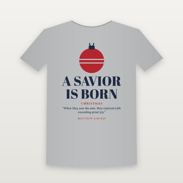 A Savior Is Born Christmas Christian Women's Relaxed Tee with Matthew 2:10 (Holiday) - Heather Gray