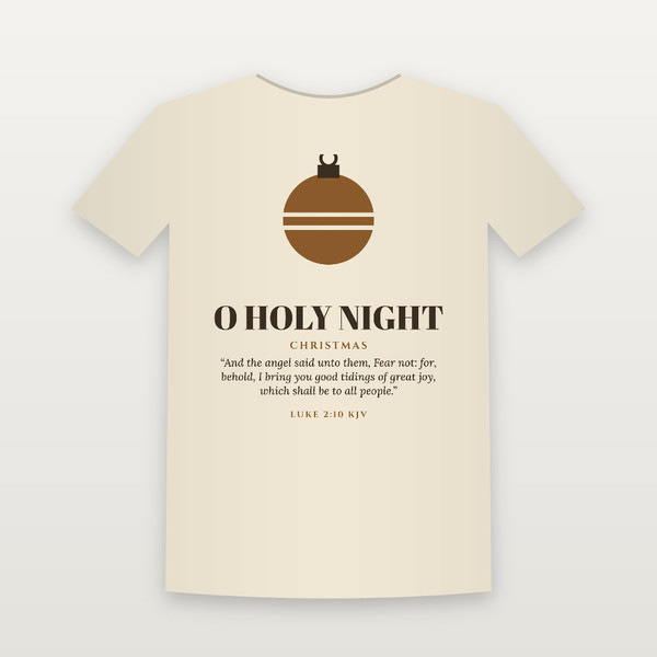O Holy Night Christmas Christian Youth Tee with Luke 2:10 (Holiday) - Natural