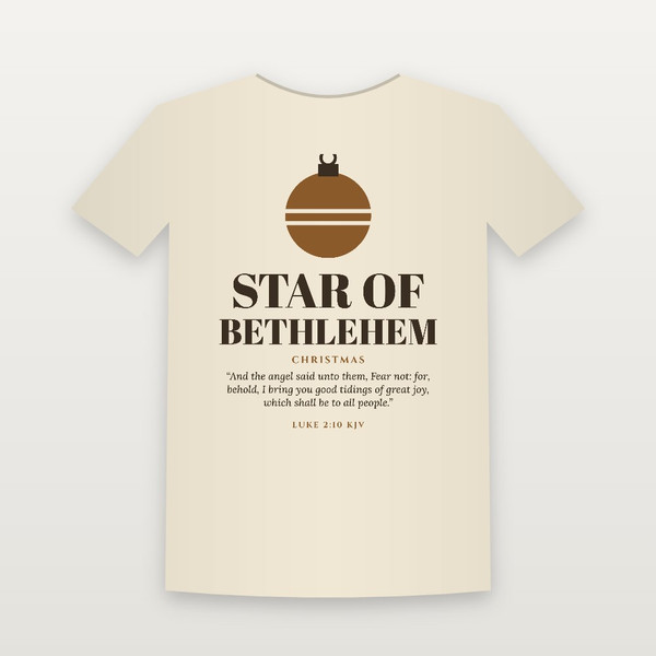 Star of Bethlehem Christmas Christian Youth Tee with Luke 2:10 (Holiday) - Natural