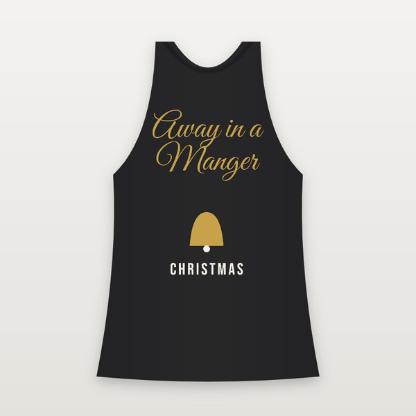 Away in a Manger Christmas Christian Women's Racerback Tank (Holiday Script) - Black