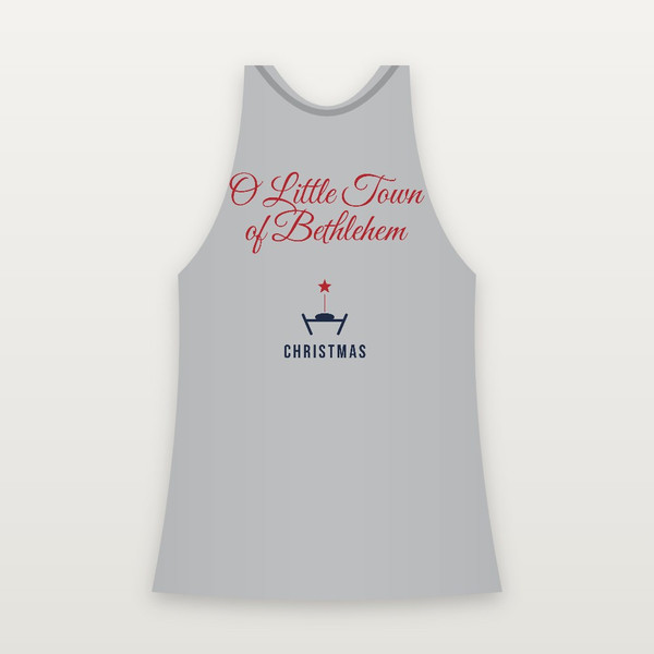 O Little Town of Bethlehem Christmas Christian Women's Racerback Tank (Holiday Script) - Heather Gray