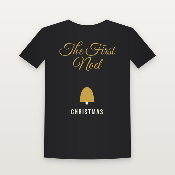 The First Noel Christmas Christian Youth Tee (Holiday Script) - Black