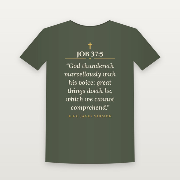 Job 37:5 KJV Christian Short Sleeve Tee (Classic) - Military Green