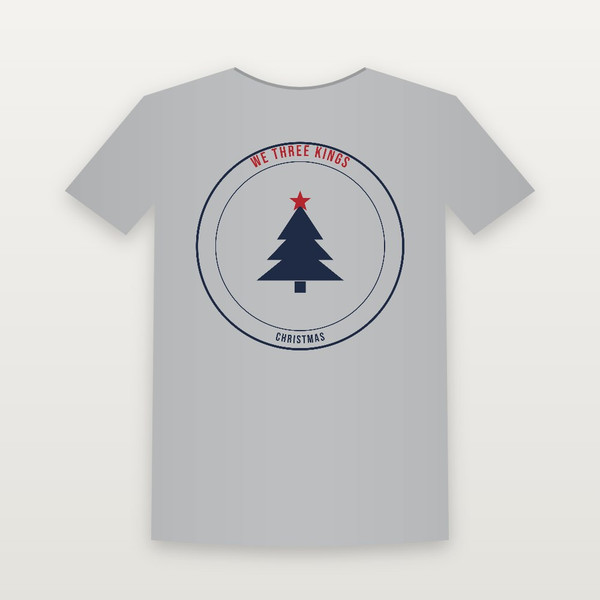 We Three Kings Christmas Christian Youth Tee (Emblem Badge) - Heather Gray