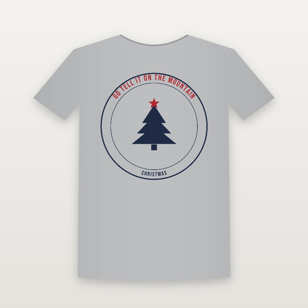 Go Tell It on the Mountain Christmas Christian Youth Tee (Emblem Badge) - Heather Gray