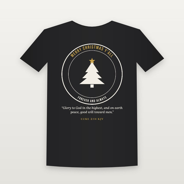 Merry Christmas Y'all Christian Toddler Tee with Luke 2:14 (Emblem Badge) - Black