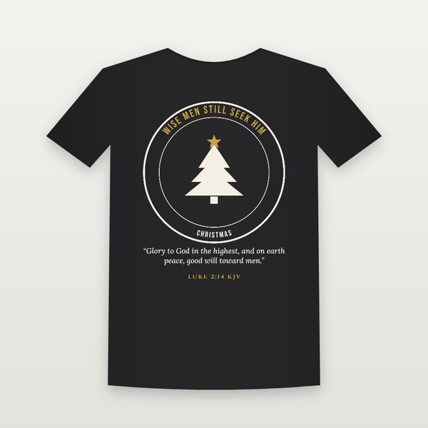 Wise Men Still Seek Him Christmas Christian Toddler Tee with Luke 2:14 (Emblem Badge) - Black