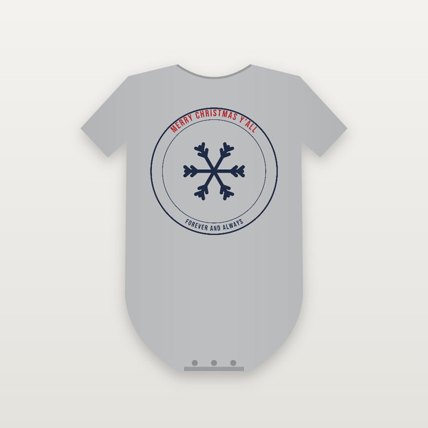 Merry Christmas Y'all Christian Baby One Piece (Emblem Badge) - Heather Gray
